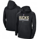 Men's Milwaukee Bucks Black Spotlight On Court Practice Performance Pullover Hoodie