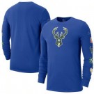 Men's Milwaukee Bucks Blue 2022 City Edition Essential Expressive Long Sleeve T-Shirt