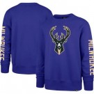 Men's Milwaukee Bucks Blue City Edition Two Peat Headline Pullover Sweatshirt