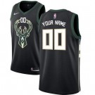 Men's Milwaukee Bucks Custom Black Icon Hot Press Jersey
