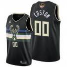 Men's Milwaukee Bucks Custom Black Statement 2021 Finals Icon Hot Press Jersey