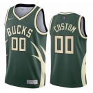 Men's Milwaukee Bucks Custom Green 2021 Earned Icon Hot Press Jersey