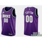 Men's Milwaukee Bucks Customized Purple 2022 Classic Icon Swingman Jersey