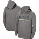 Men's Milwaukee Bucks Gray Spotlight On Court Practice Performance Pullover Hoodie