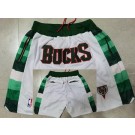 Men's Milwaukee Bucks White Green Just Don Shorts
