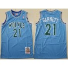 Men's Minnesota Timberwolves #21 Kevin Garnett Blue 1995 Throwback Swingman Jersey