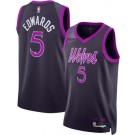 Men's Minnesota Timberwolves #5 Anthony Edwards Black 2025 City Heat Press Jersey
