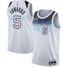 Men's Minnesota Timberwolves #5 Anthony Edwards White 2024 City Heat Press Jersey