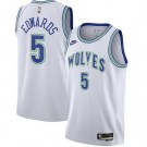 Men's Minnesota Timberwolves #5 Anthony Edwards White Classic Icon Heat Press Jersey