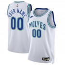 Men's Minnesota Timberwolves Custom White Classic Icon Heat Press Jersey