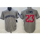 Men's Minnesota Twins #23 Royce Lewis Byron Buxton Gray Cool Base Jersey