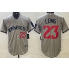 Men's Minnesota Twins #23 Royce Lewis Byron Buxton Gray Player Number Cool Base Jersey