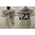 Men's Minnesota Twins #23 Royce Lewis Cream Alternate Player Number Team Logo Cool Base Jersey