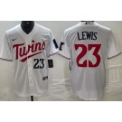 Men's Minnesota Twins #23 Royce Lewis White Player Number Cool Base Jersey