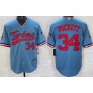 Men's Minnesota Twins #34 Kirby Puckett Light Blue Cool Base Jersey