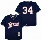 Men's Minnesota Twins #34 Kirby Puckett Navy Mesh Throwback Jersey