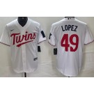 Men's Minnesota Twins #49 Pablo Lopez White Team Logo Cool Base Jersey