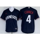 Men's Minnesota Twins #4 Carlos Correa Navy Cool Base Jersey
