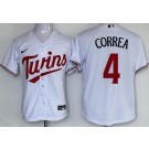 Men's Minnesota Twins #4 Carlos Correa White 2023 Cool Base Jersey