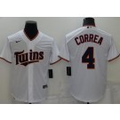 Men's Minnesota Twins #4 Carlos Correa White Cool Base Jersey