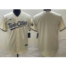 Men's Minnesota Twins Blank Cream Team Logo Cool Base Jersey