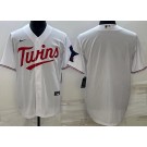Men's Minnesota Twins Blank White Team Logo Cool Base Jersey