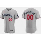 Men's Minnesota Twins Customized Gray Road Authentic Jersey
