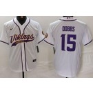 Men's Minnesota Vikings #15 Dallas Turner Limited White Fashion Baseball Jersey