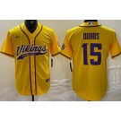 Men's Minnesota Vikings #15 Dallas Turner Limited Yellow Fashion Baseball Jersey