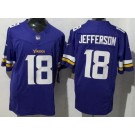 Men's Minnesota Vikings #18 Justin Jefferson Limited Purple 2025 Captain Patch FUSE Vapor Jersey