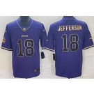 Men's Minnesota Vikings #18 Justin Jefferson Limited Purple Gold Vapor Jersey