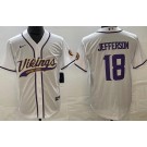 Men's Minnesota Vikings #18 Justin Jefferson Limited White Baseball Jersey