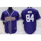 Men's Minnesota Vikings #84 Randy Moss Purple Baseball Jersey