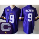 Men's Minnesota Vikings #9 JJ McCarthy Limited Purple 2025 Captain Patch Vapor Jersey