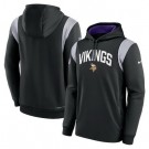 Men's Minnesota Vikings Black Gray Sideline Athletic Stack Performance Pullover Hoodie