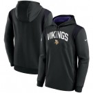 Men's Minnesota Vikings Black Sideline Athletic Stack Performance Pullover Hoodie