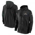 Men's Minnesota Vikings Black Sideline Club Performance Full Zip Hoodie