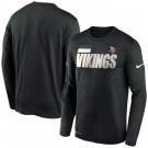 Men's Minnesota Vikings Black Sideline Impact Legend Performance Long Sleeves T Shirt 602