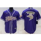 Men's Minnesota Vikings Blank Purple Team Logo Baseball Jersey