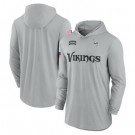 Men's Minnesota Vikings Gray 2024 Salute to Service Lightweight Performance Long Sleeve Hooded T Shirt