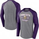 Men's Minnesota Vikings Gray Purple Tri Blend Raglan Athletic Long Sleeve T Shirt
