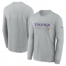 Men's Minnesota Vikings Gray Sideline Infograph Lock Up Performance Long Sleeve T Shirt