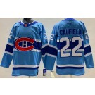 Men's Montreal Canadiens #22 Cole Caufield Light Blue 2022 Reverse Retro Authentic Jersey