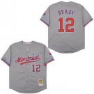 Men's Montreal Expos #12 Tom Brady Gray Throwback Jersey