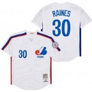 Men's Montreal Expos #30 Tim Raines White 1982 Throwback Jersey