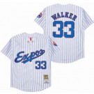 Men's Montreal Expos #33 Larry Walker White Stripes 1982 Throwback Jersey