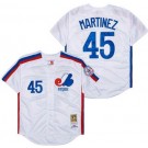 Men's Montreal Expos #45 Pedro Martinez White 1982 Throwback Jersey