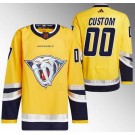 Men's Nashville Predators Customized Yellow 2022 Reverse Retro Authentic Jersey