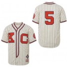 Men's Negro League Kansas City Monarchs #5 Jackie Robinson Kansas Cream Baseball Jersey