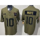 Men's New England Patriots #10 Drake Maye Limited Green 2025 Salute To Service Jersey